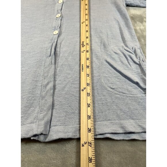 J Jill Linen Blend Cardigan Size Small Light Blue Knit Short Sleeve pockets - Picture 8 of 8